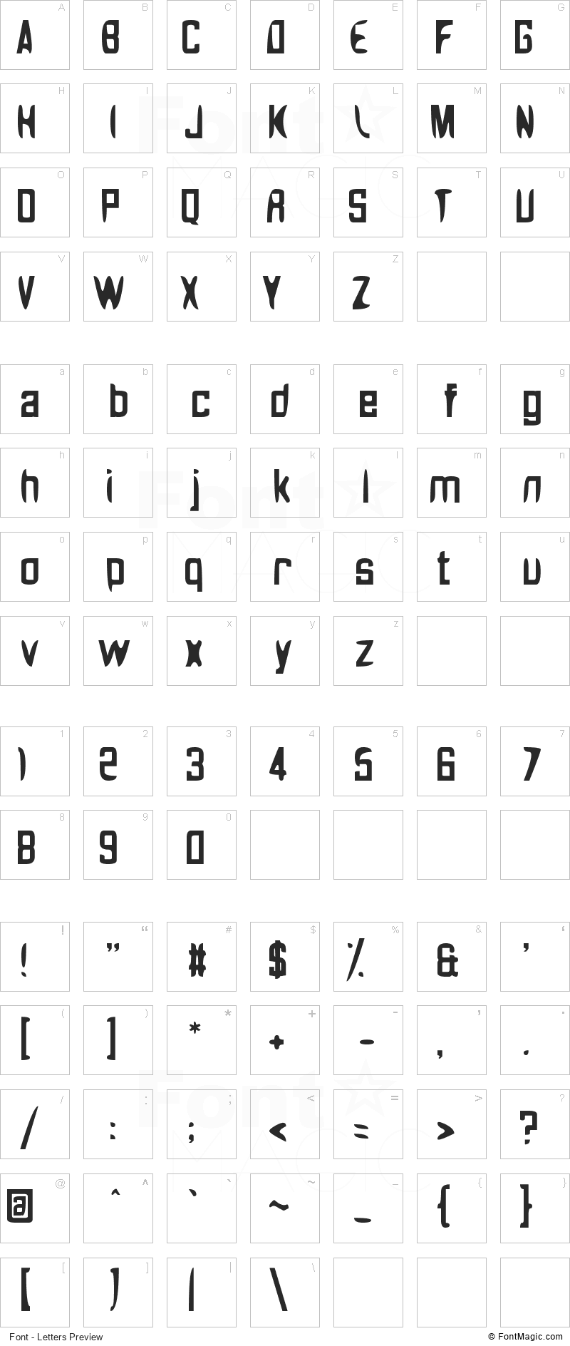 Noasarck Quattro Font - All Latters Preview Chart